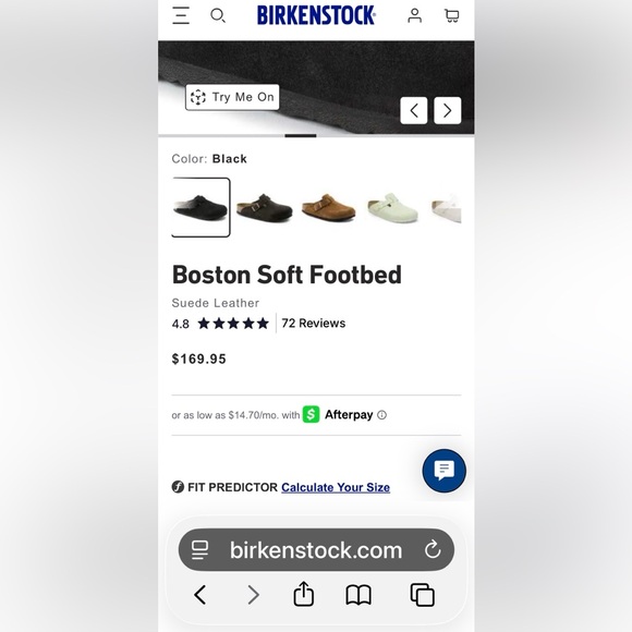 BIRKENSTOCK BOSTON SUEDE LEATHER MULE BLACK 38 7/7.5 - Picture 3 of 7